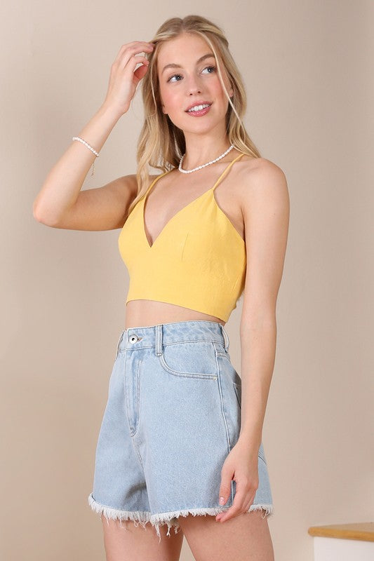 SL yellow crop tank top-Charmful Clothing Boutique