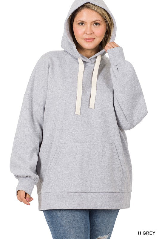 PLUS OVERSIZED HOODIE LONGLINE SWEATSHIRT-Charmful Clothing Boutique