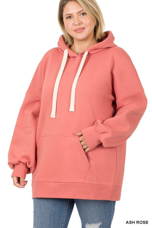 PLUS OVERSIZED HOODIE LONGLINE SWEATSHIRT-Charmful Clothing Boutique