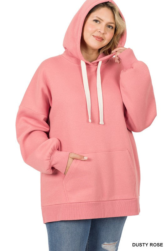 PLUS OVERSIZED HOODIE LONGLINE SWEATSHIRT-Charmful Clothing Boutique