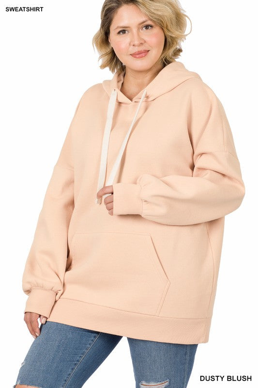 PLUS OVERSIZED HOODIE LONGLINE SWEATSHIRT-Charmful Clothing Boutique