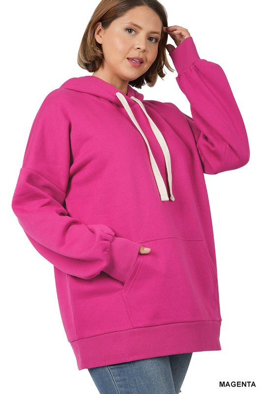 PLUS OVERSIZED HOODIE LONGLINE SWEATSHIRT-Charmful Clothing Boutique