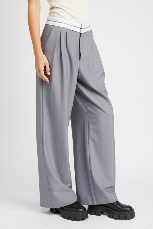 REVERSE WAIST BAND TAILORED PANTS-Charmful Clothing Boutique