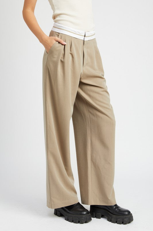 REVERSE WAIST BAND TAILORED PANTS-Charmful Clothing Boutique