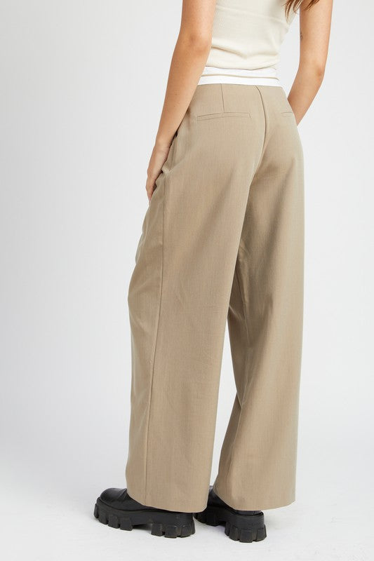 REVERSE WAIST BAND TAILORED PANTS-Charmful Clothing Boutique